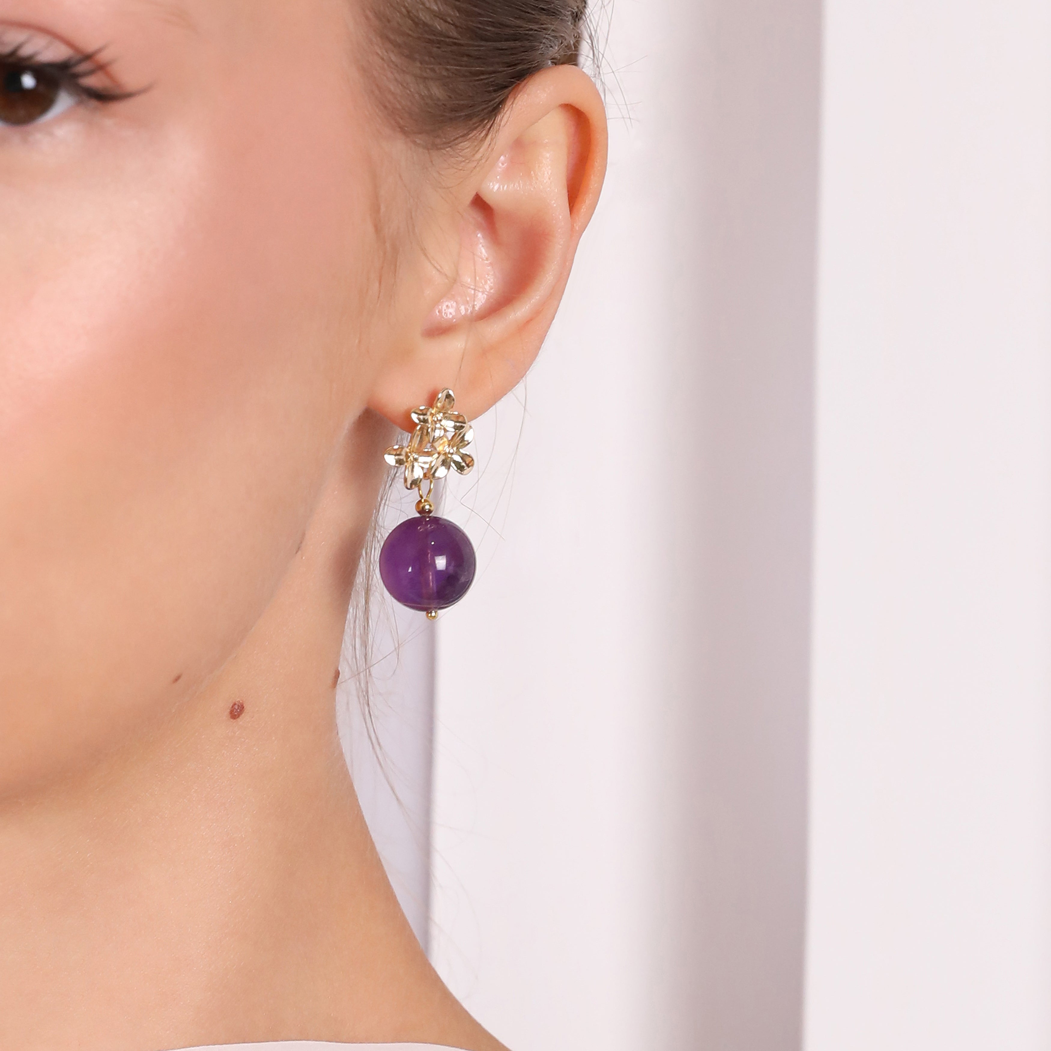 Amethyst Flower Dangle Earrings