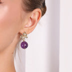 Amethyst Flower Dangle Earrings
