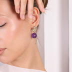 Amethyst Flower Dangle Earrings
