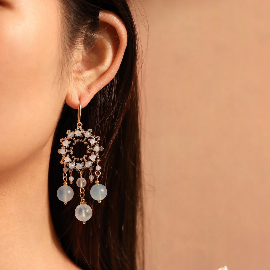 Amethyst Flower Dangle Earrings