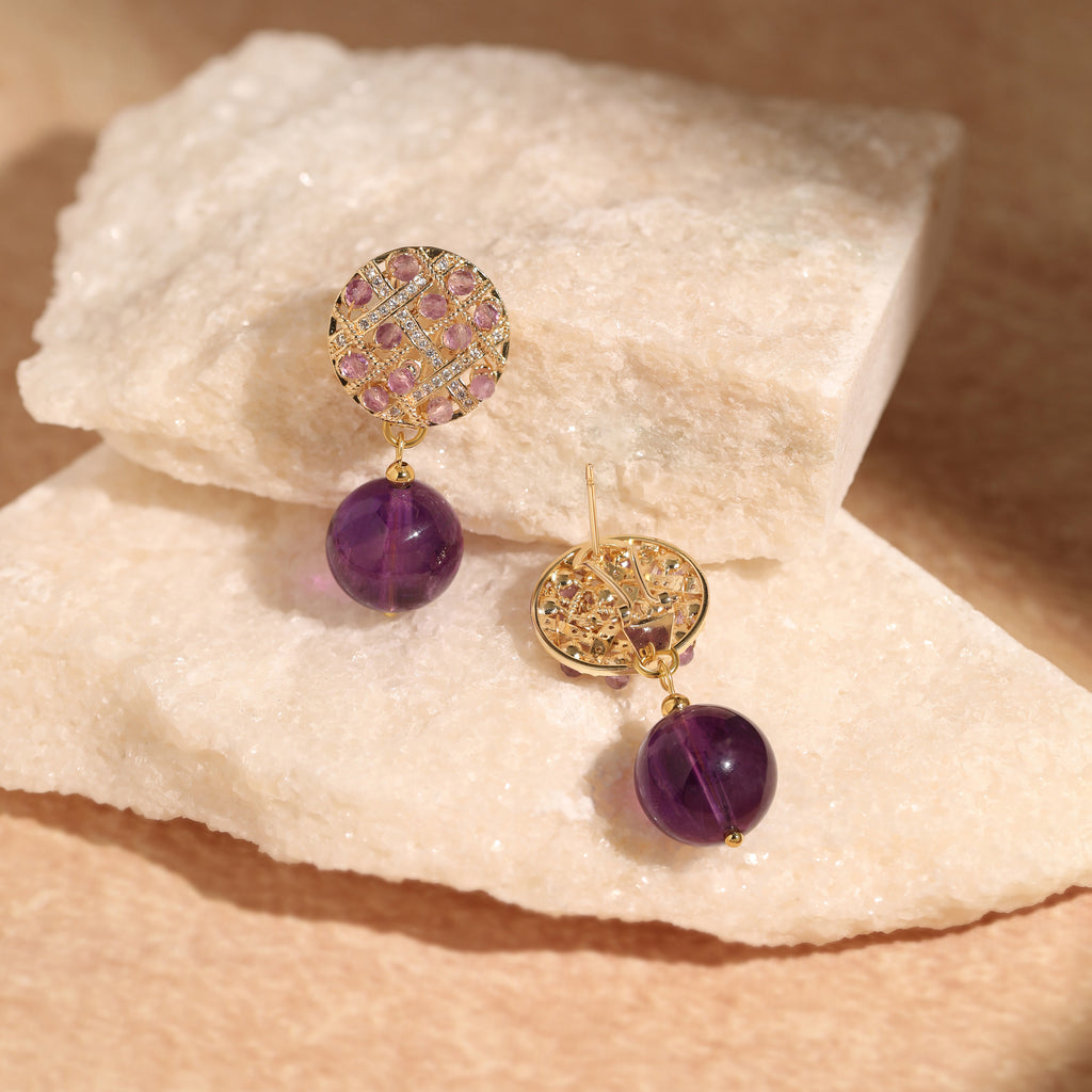 Amethyst Cluster Earrings
