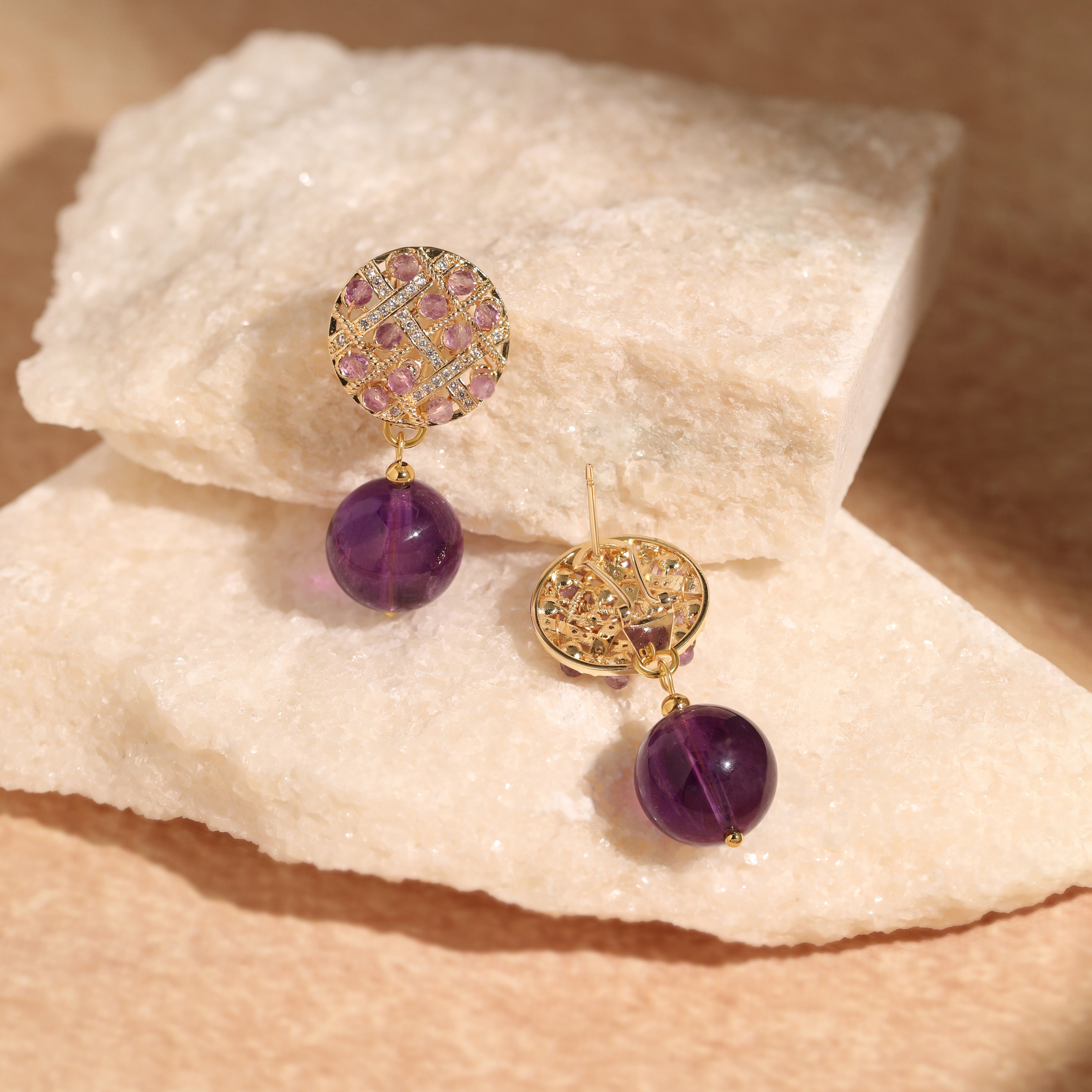 Amethyst Cluster Earrings