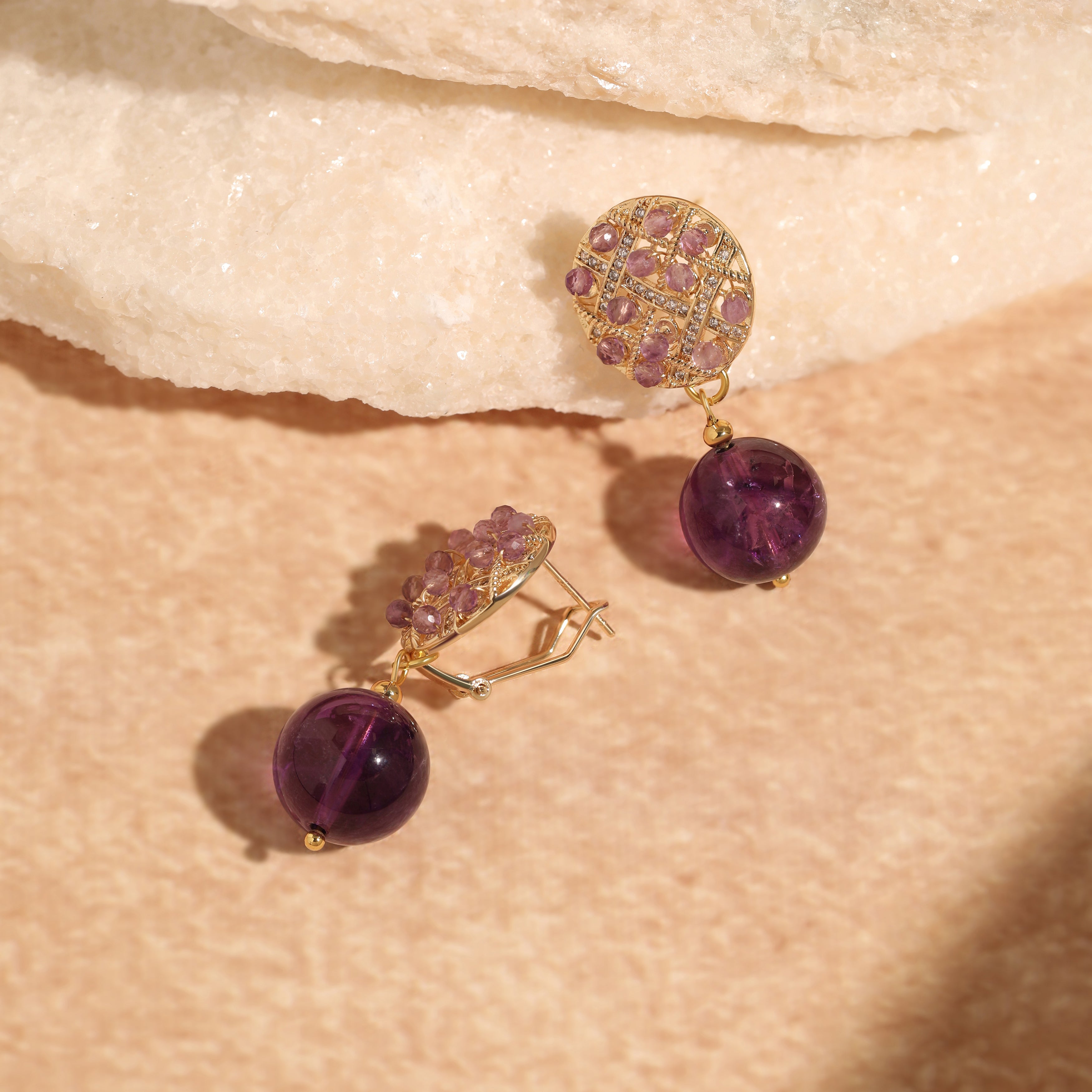 Amethyst Cluster Earrings