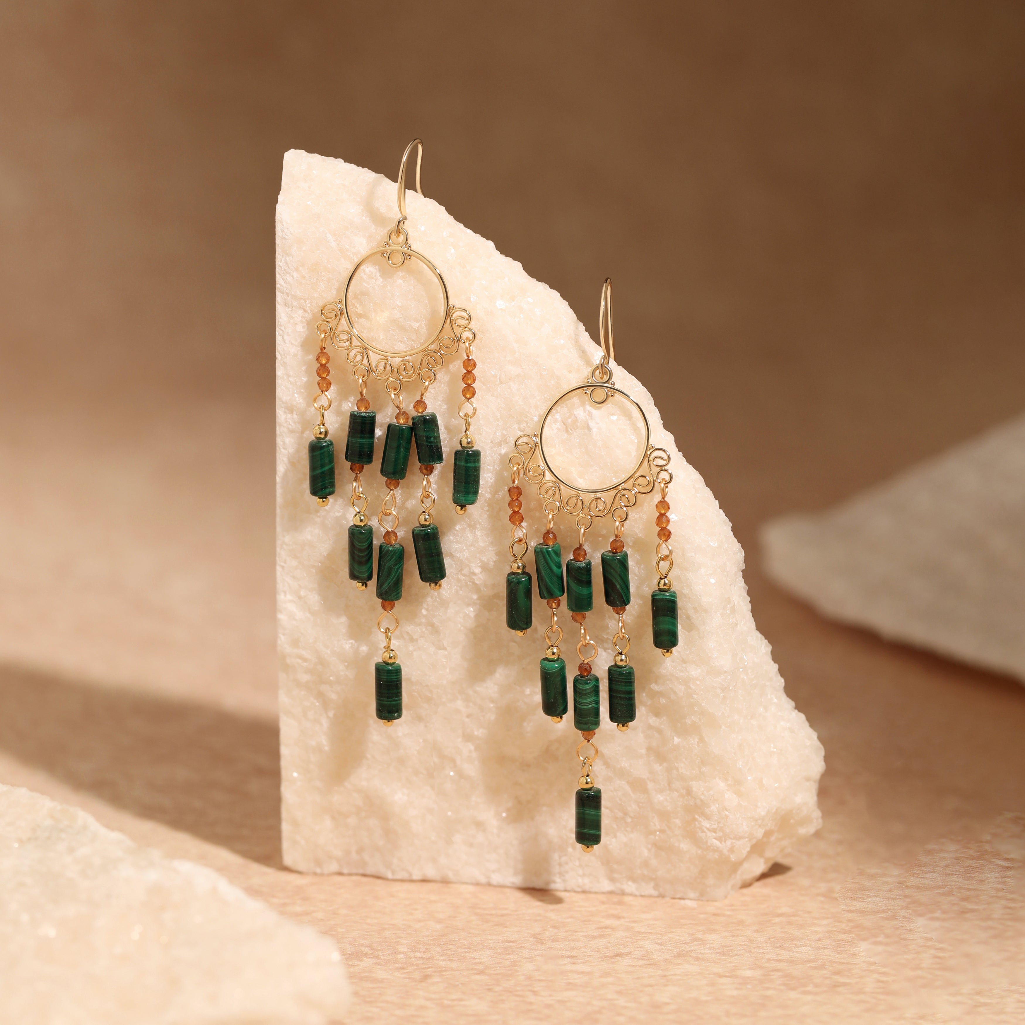 Malachite Tassel Earrings