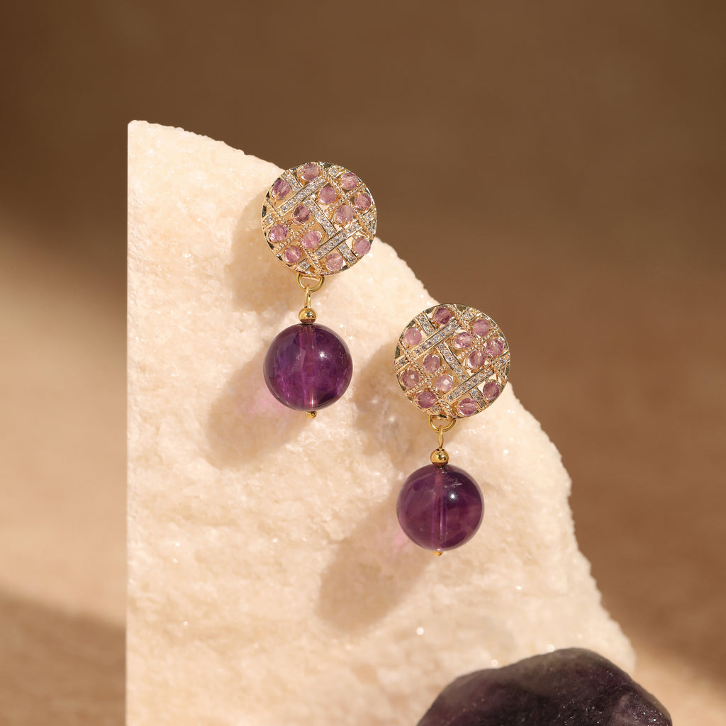 Amethyst Cluster Earrings