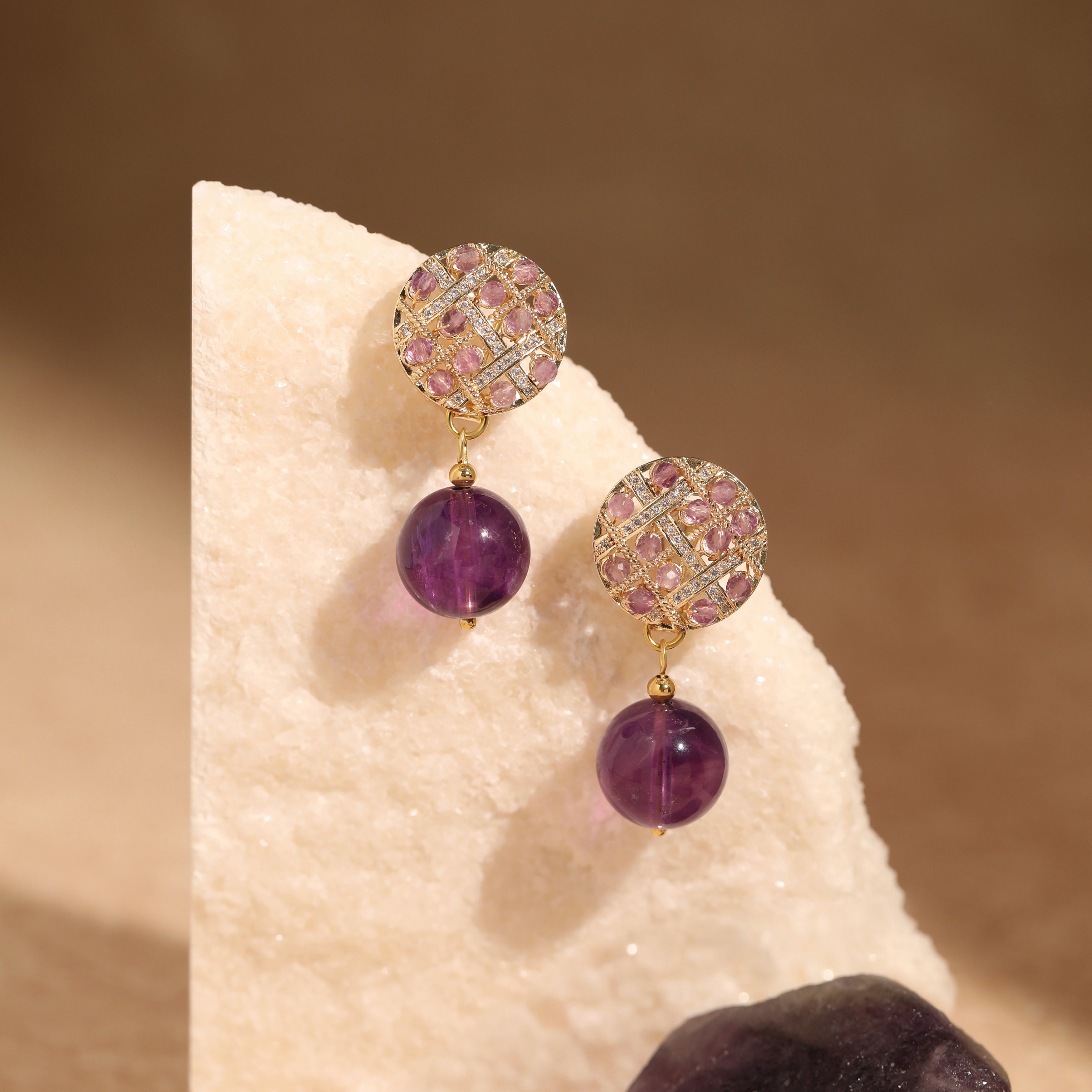 Amethyst Cluster Earrings