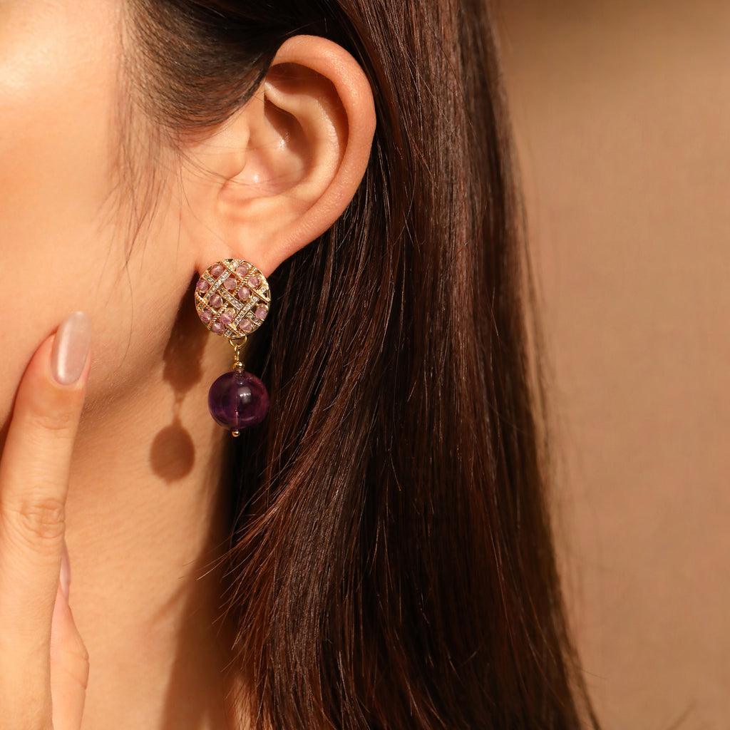 Amethyst Cluster Earrings