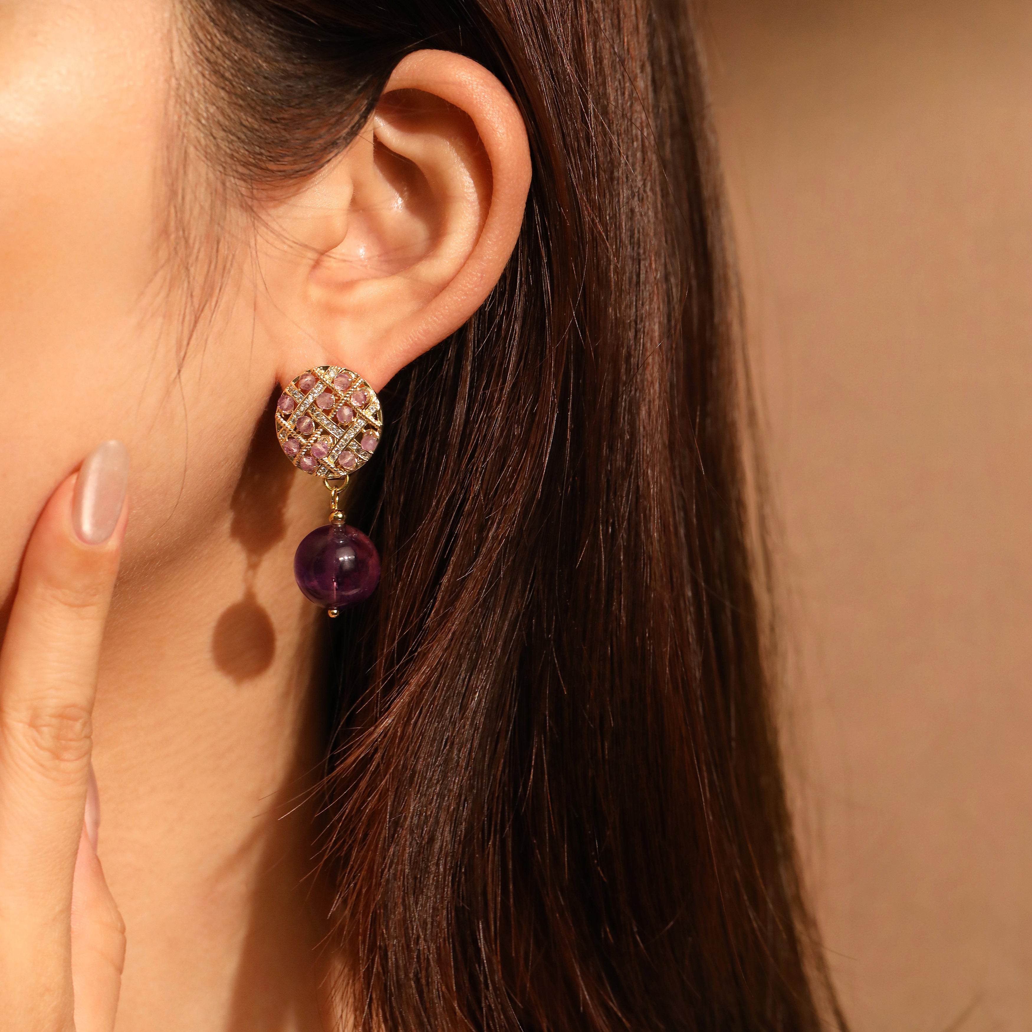 Amethyst Cluster Earrings