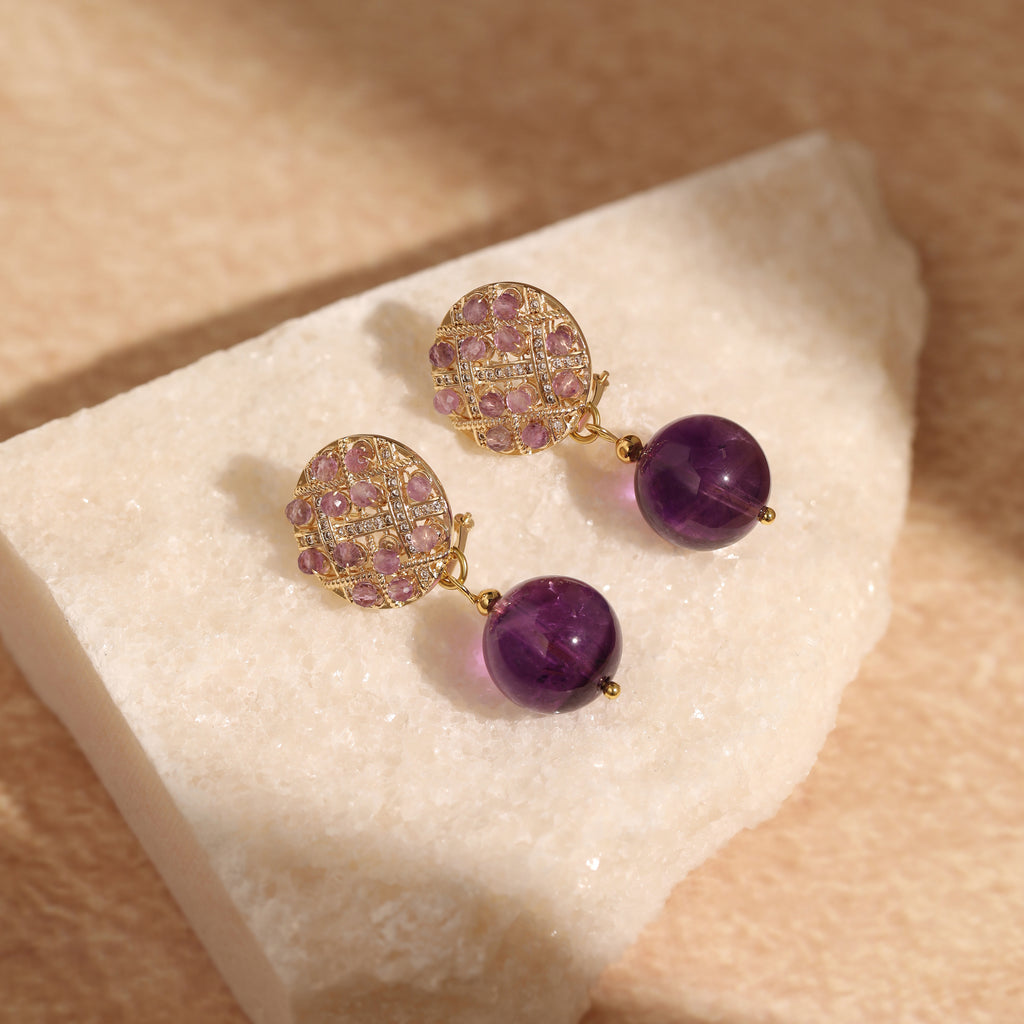 Amethyst Cluster Earrings