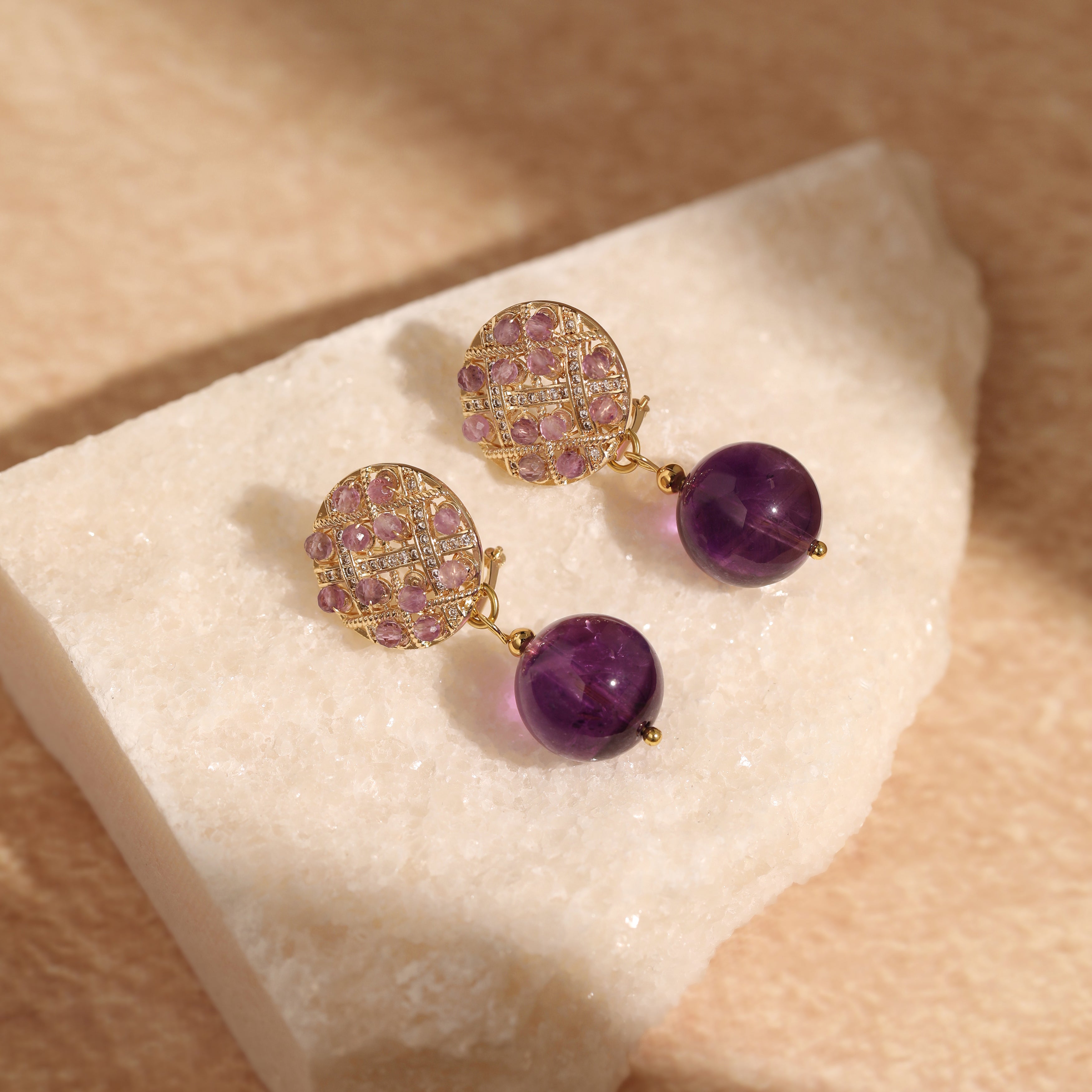 Amethyst Cluster Earrings