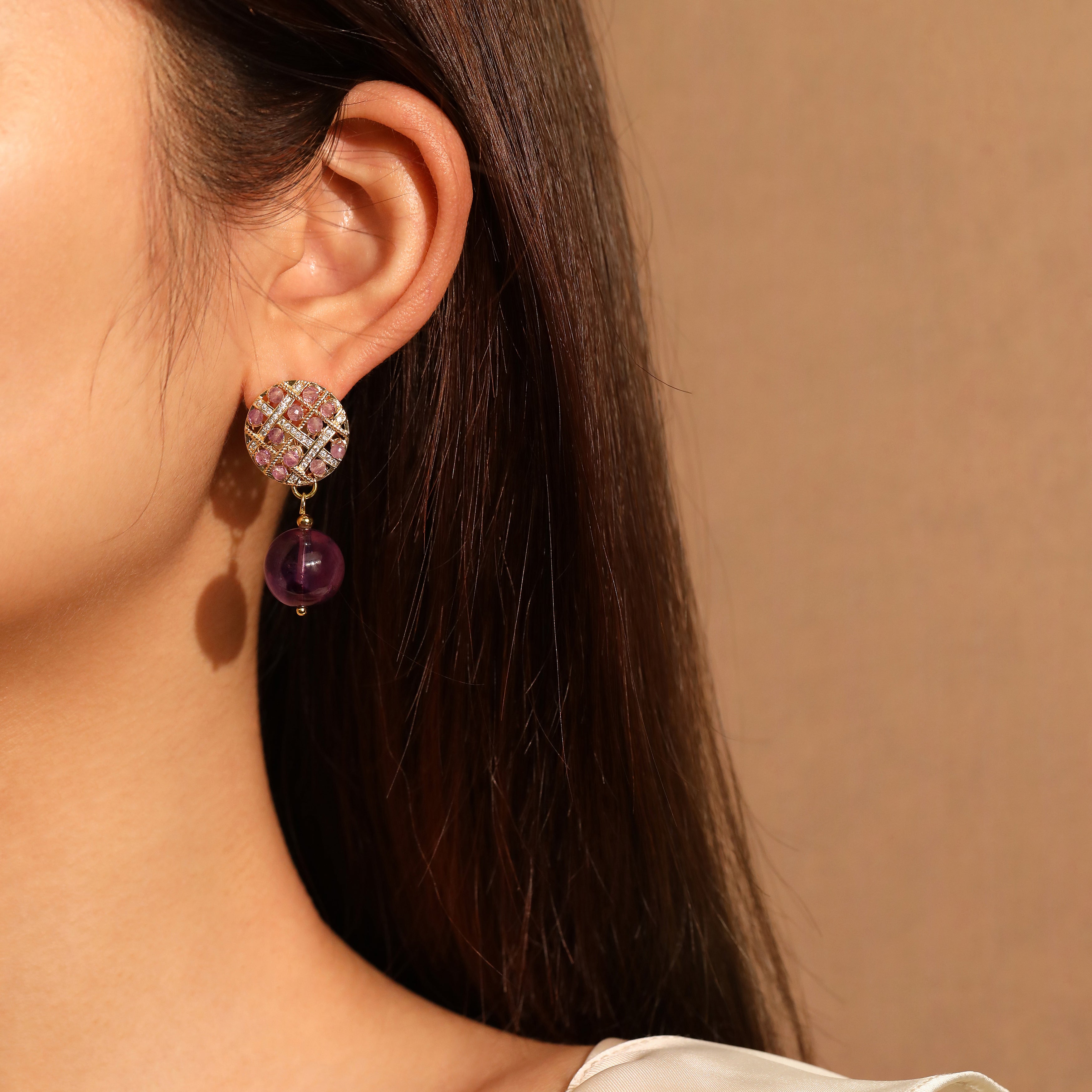 Amethyst Cluster Earrings