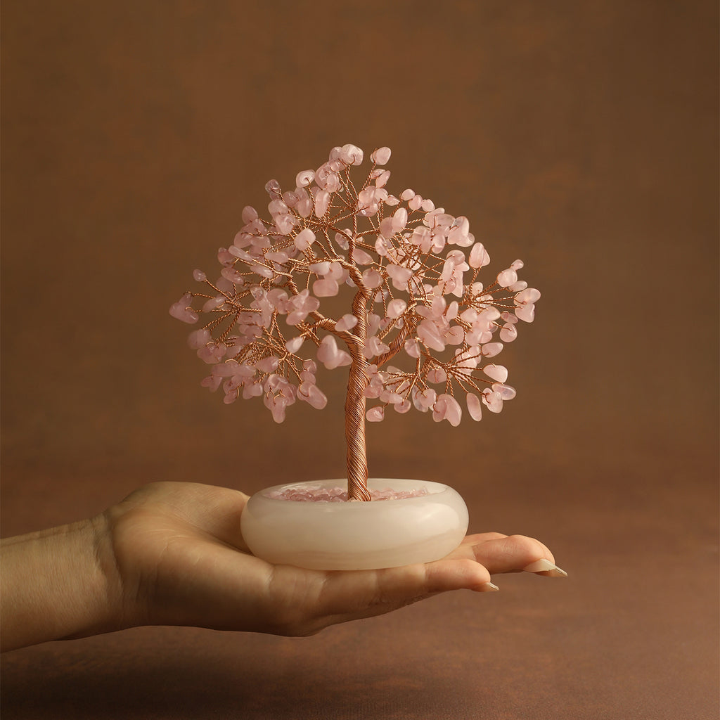 Elegant Jade Base Crystal Tree