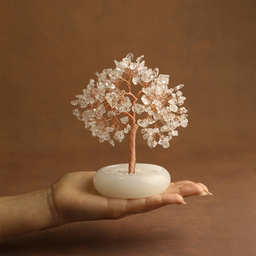 Elegant Jade Base Crystal Tree