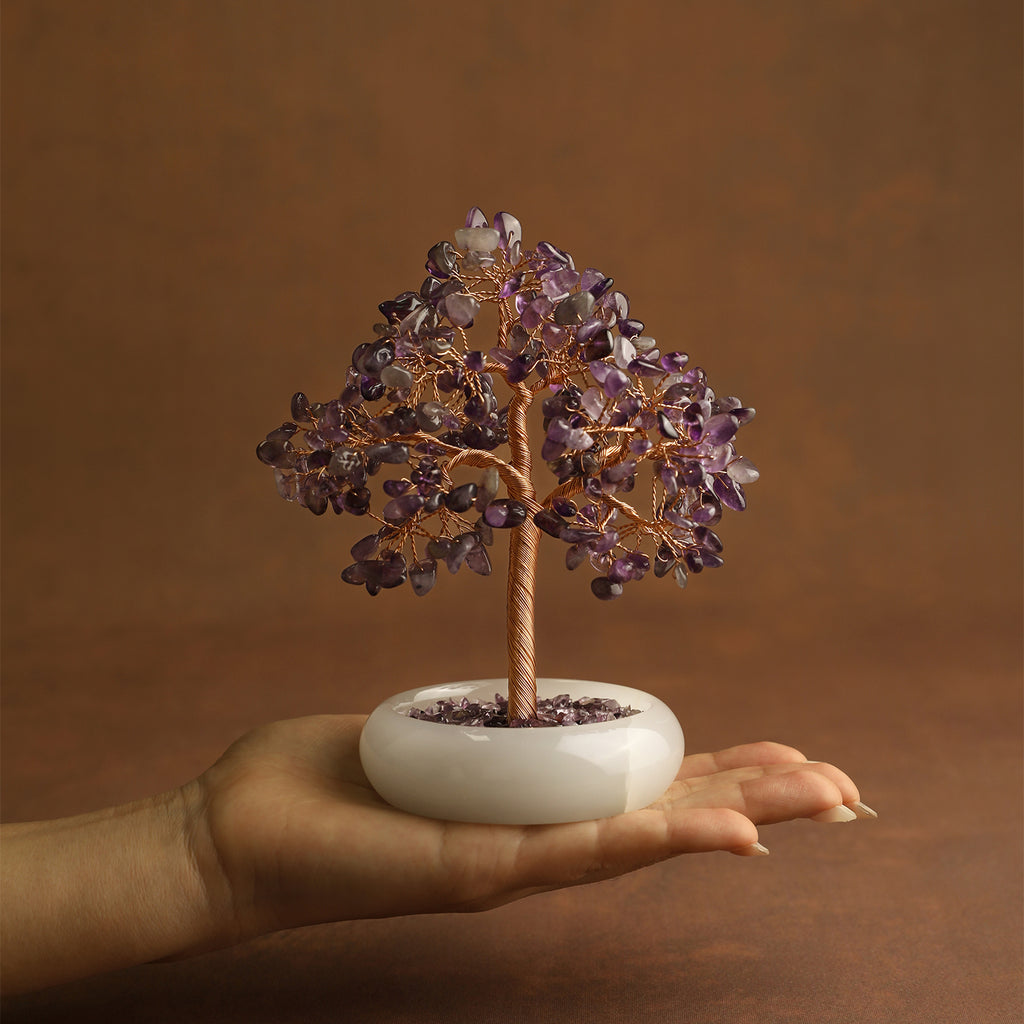 Elegant Jade Base Crystal Tree