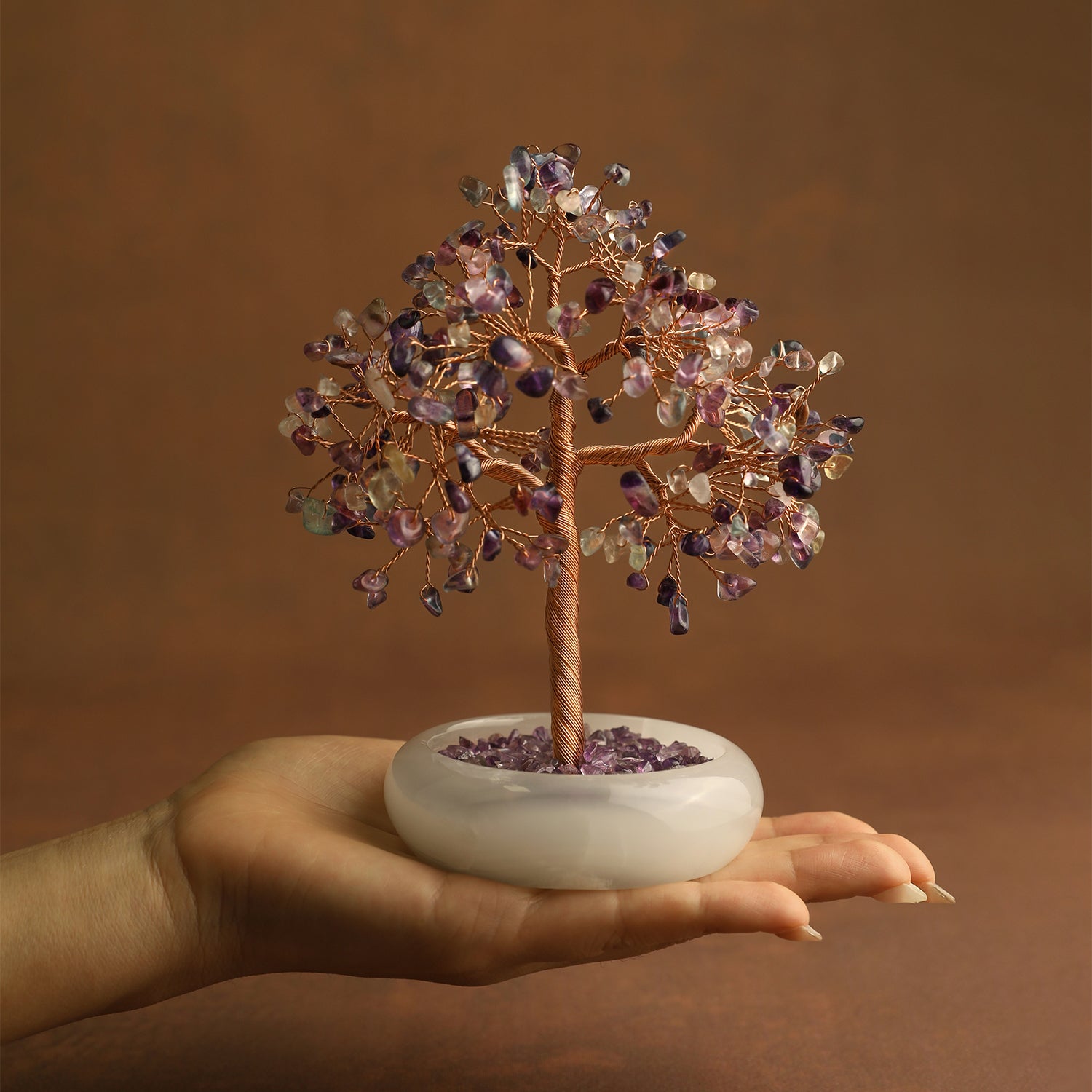 Elegant Jade Base Crystal Tree