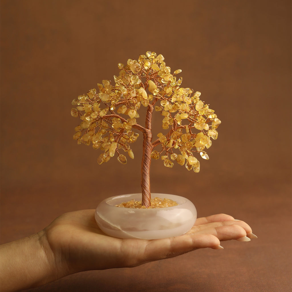 Elegant Jade Base Crystal Tree