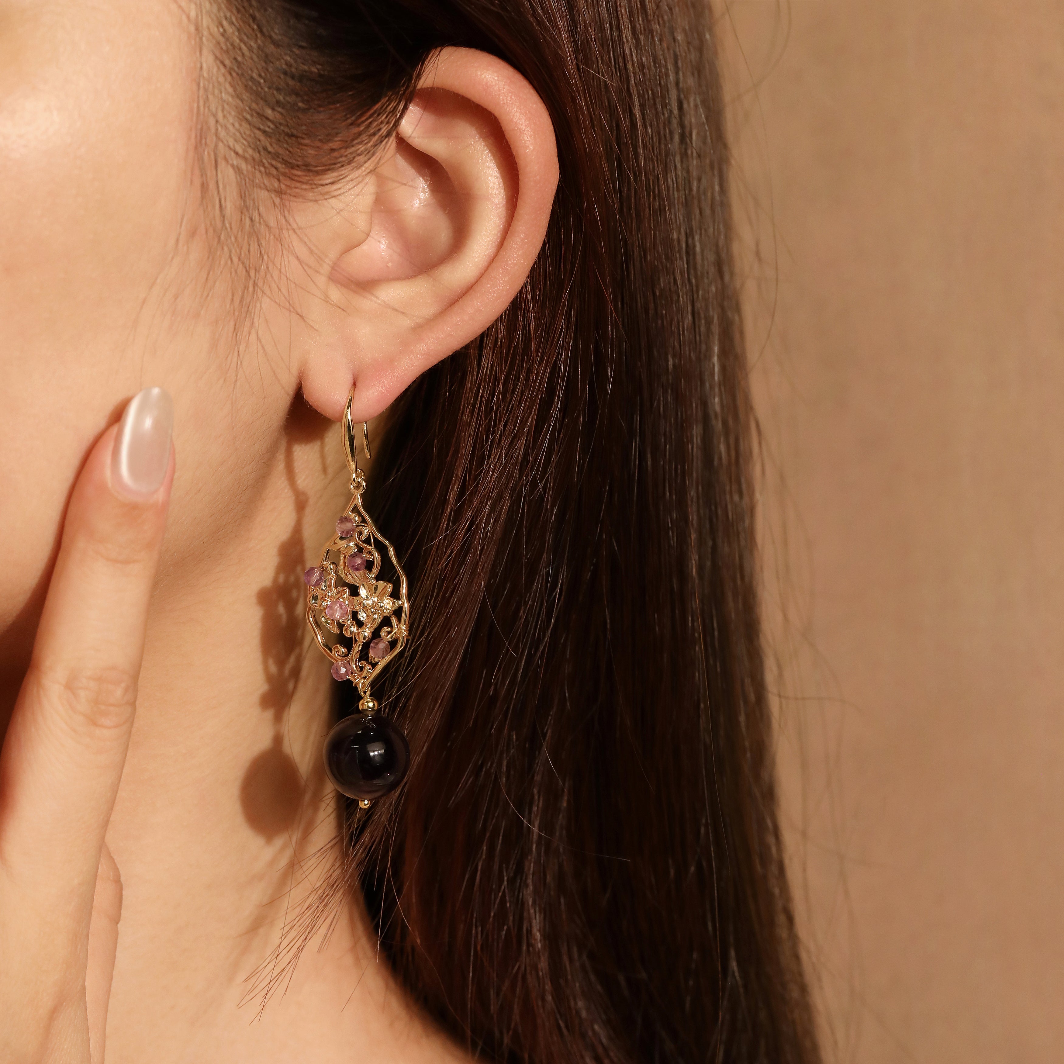 Amethyst Flower Dangle Earrings