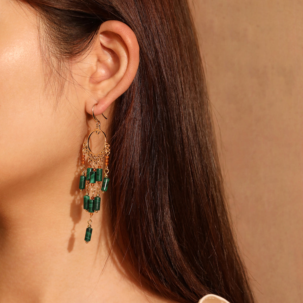 Malachite Tassel Earrings