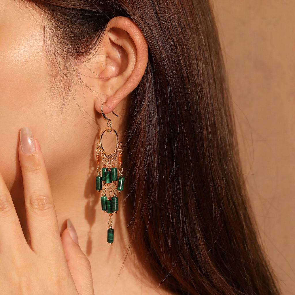 Malachite Tassel Earrings
