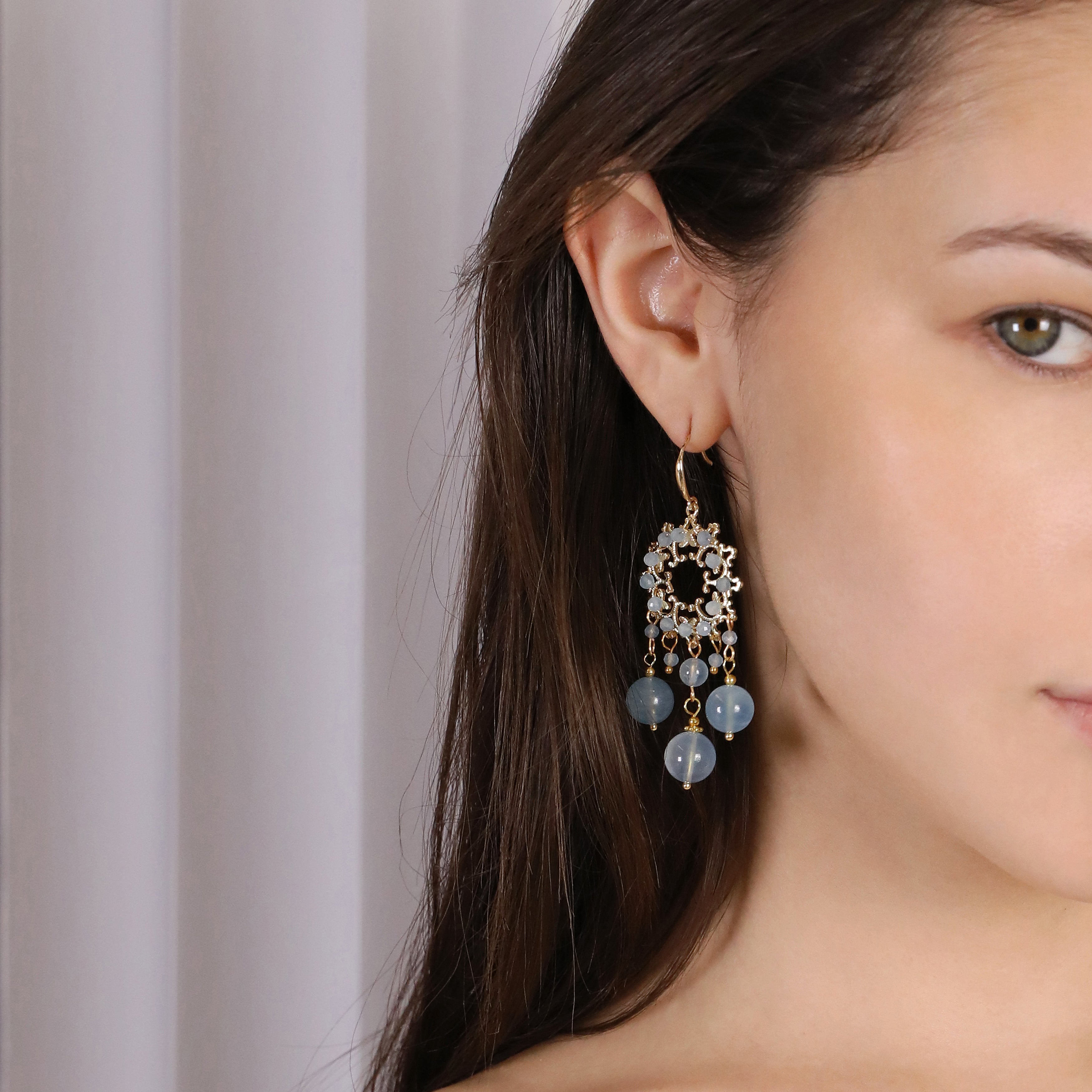 Amethyst Flower Dangle Earrings