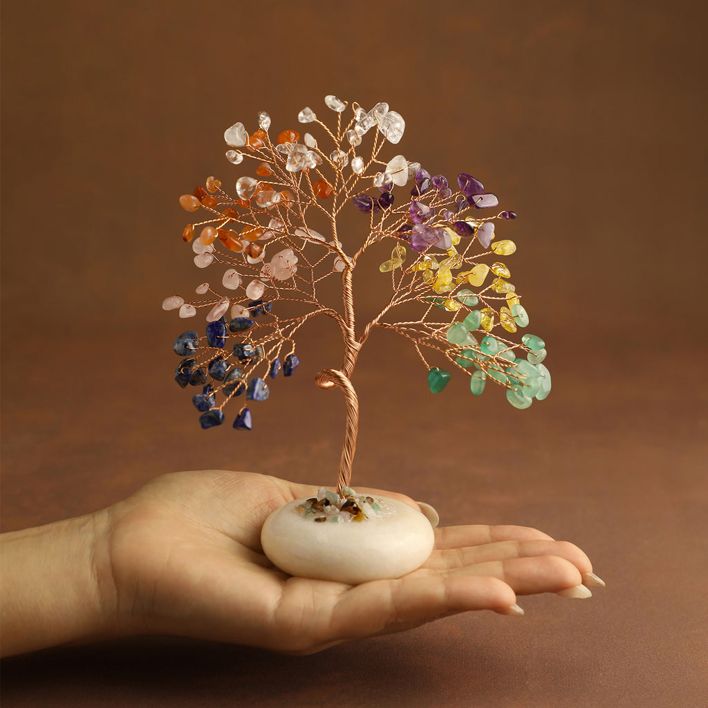 White Jade Base Crystal Tree