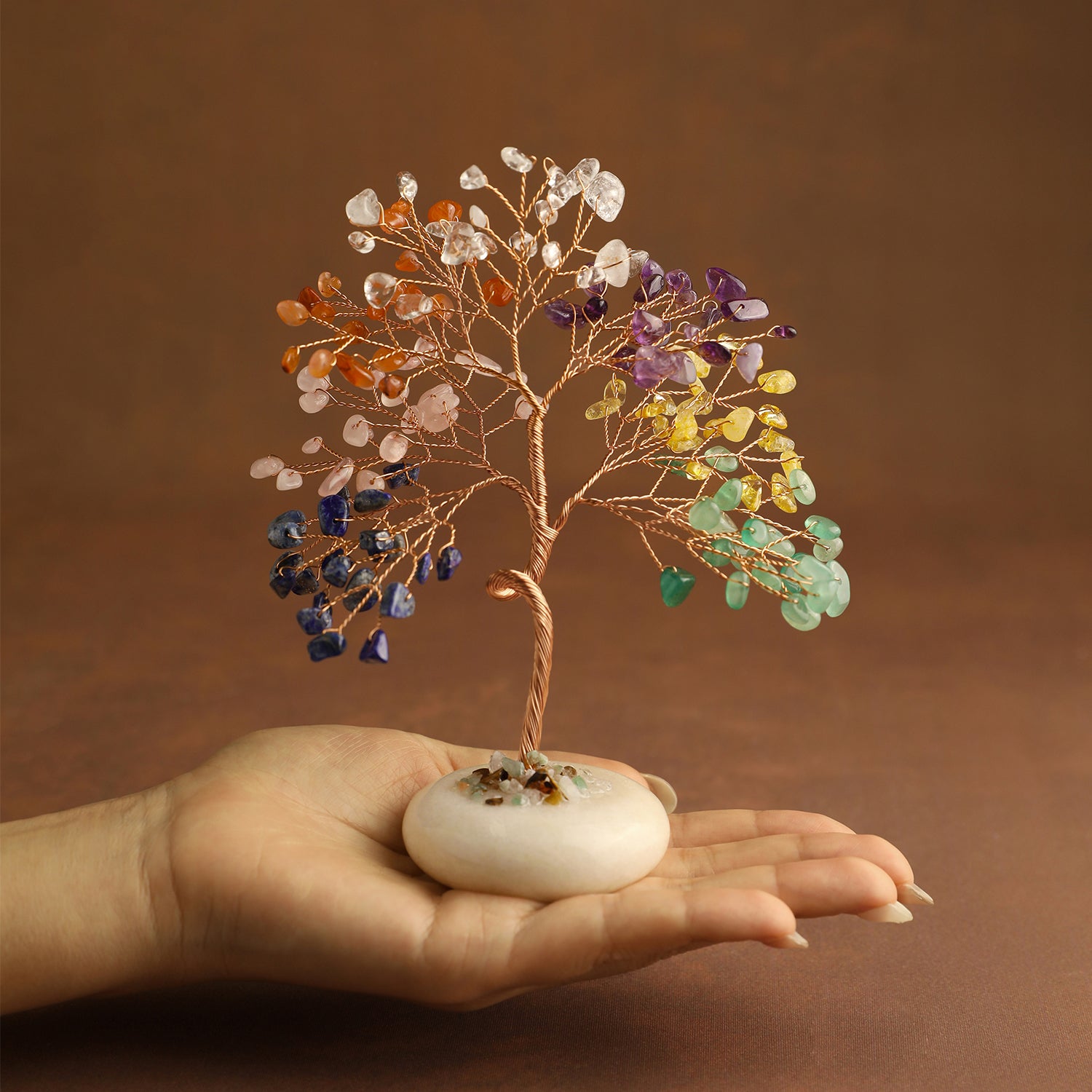 White Jade Base Crystal Tree