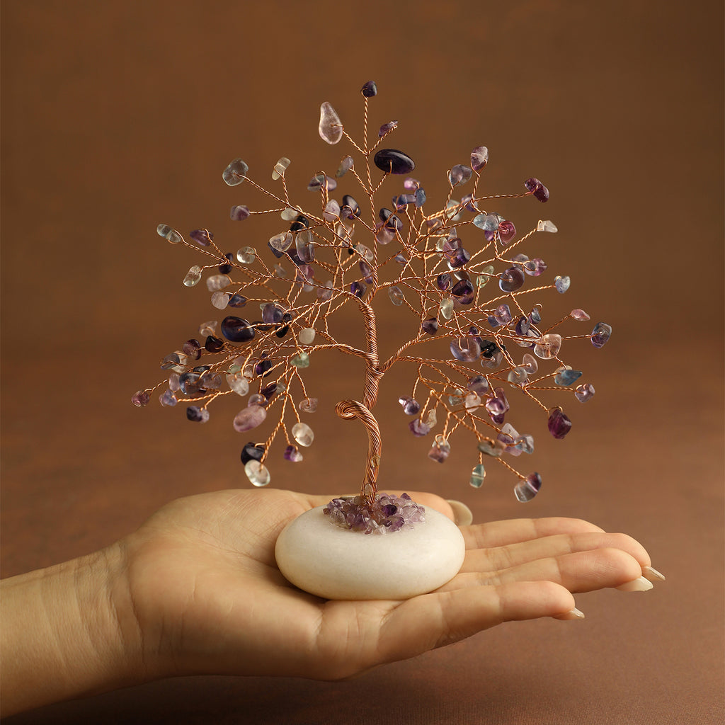 White Jade Base Crystal Tree