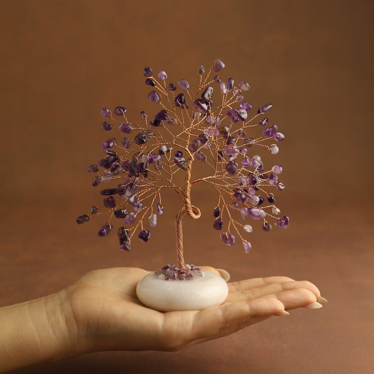 White Jade Base Crystal Tree