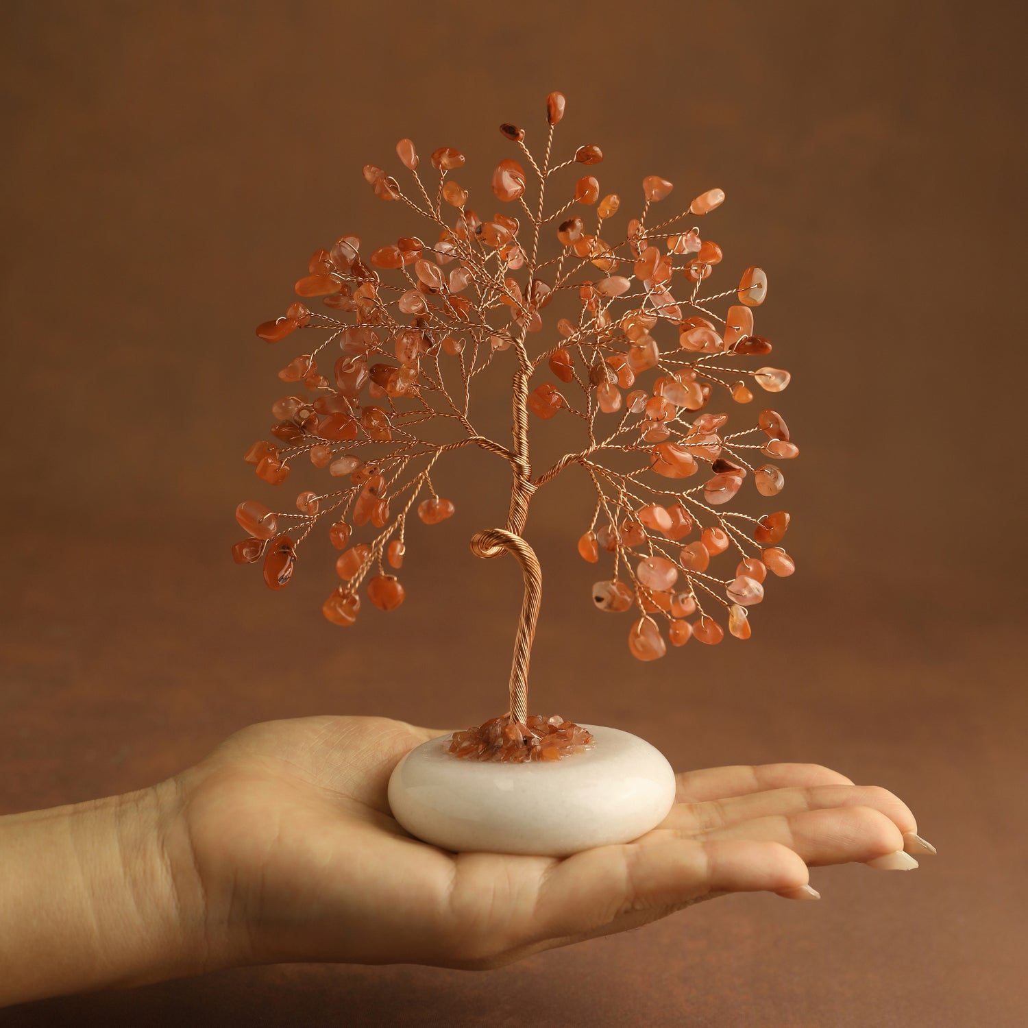 White Jade Base Crystal Tree