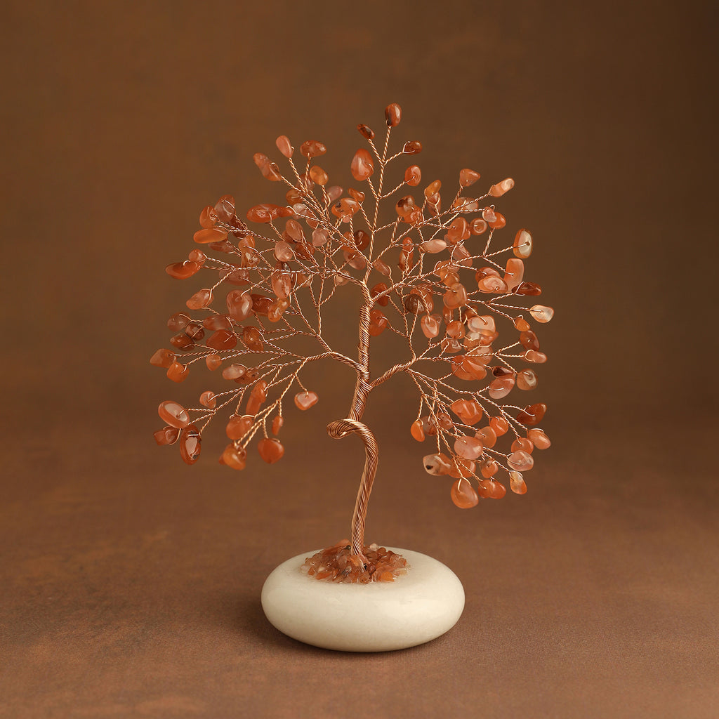 White Jade Base Crystal Tree