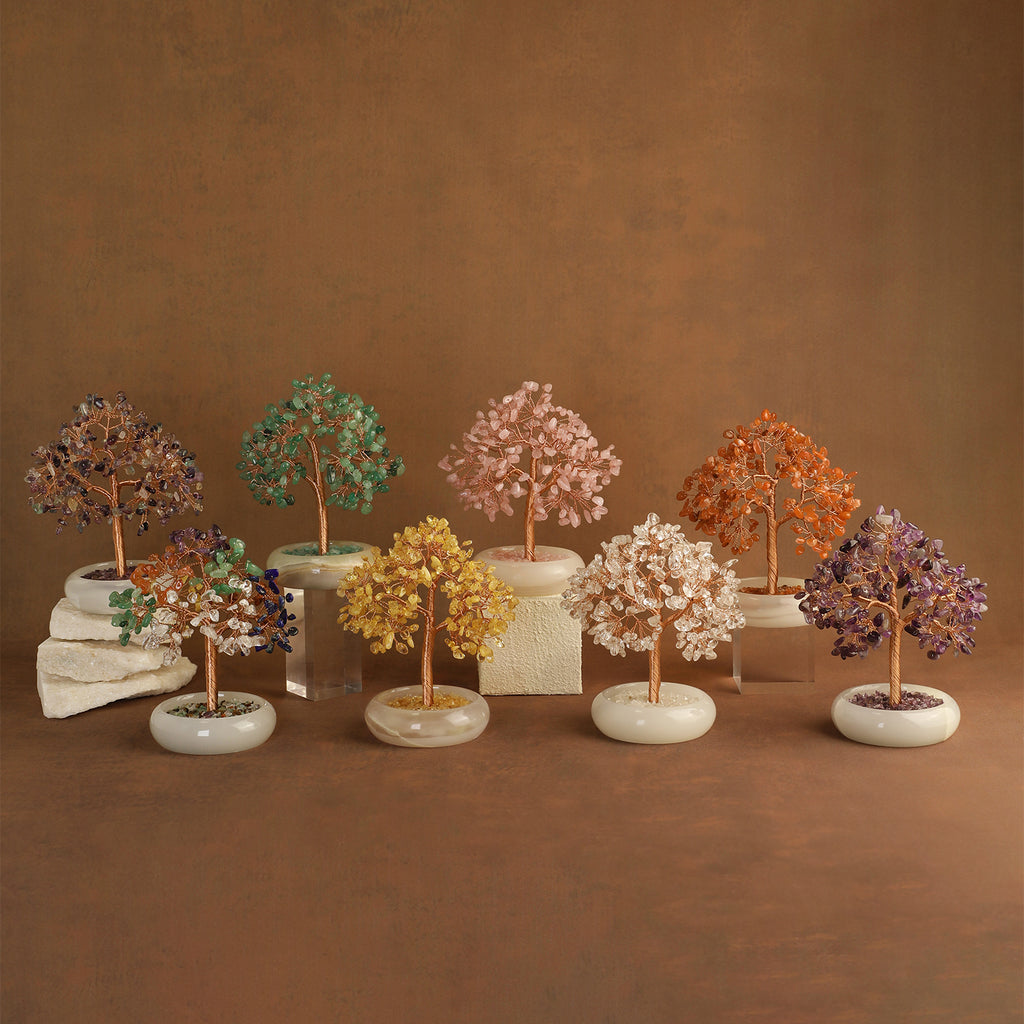 Elegant Jade Base Crystal Tree