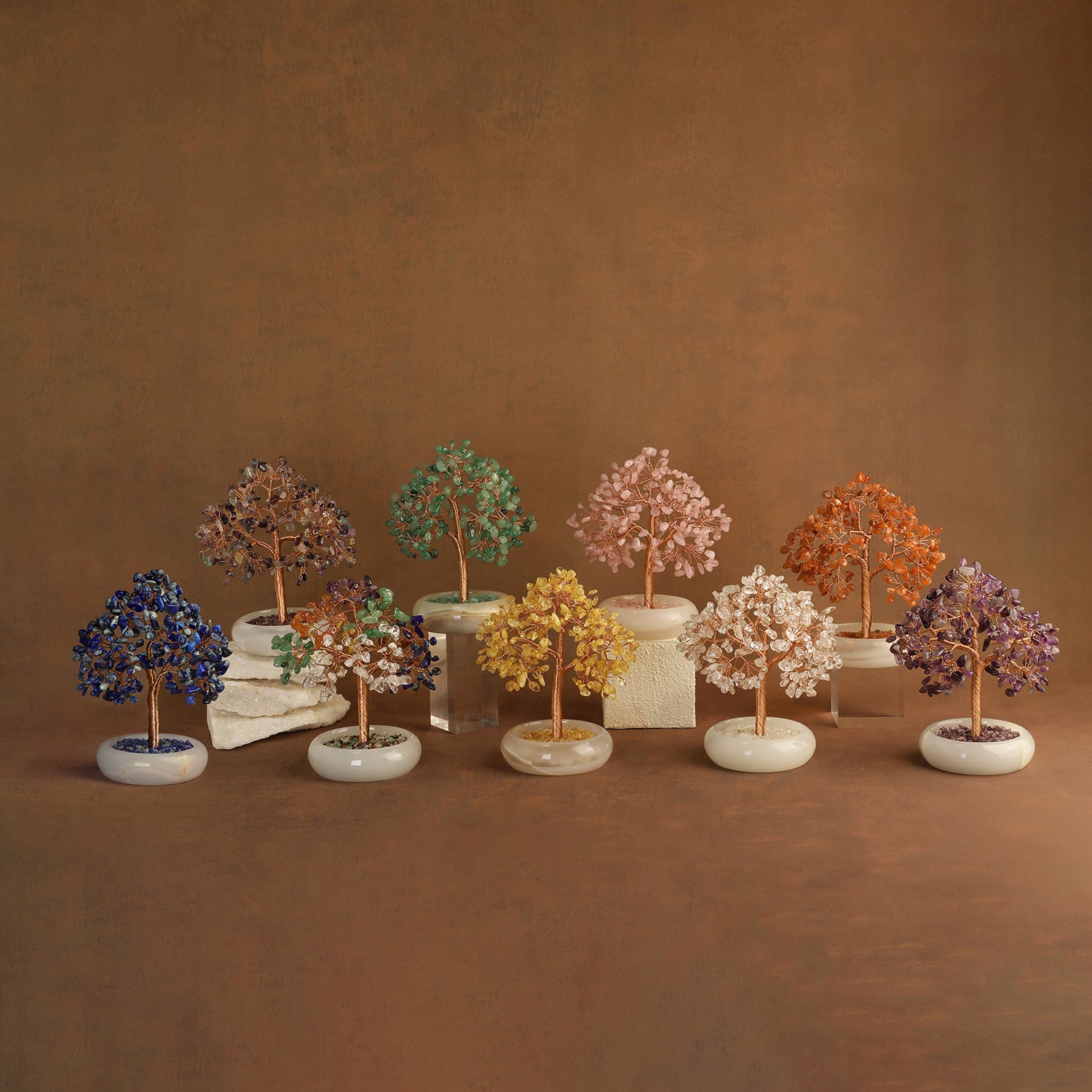 Elegant Jade Base Crystal Tree