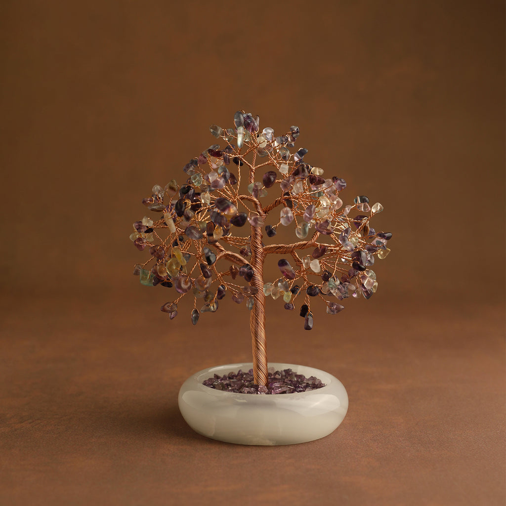 Elegant Jade Base Crystal Tree