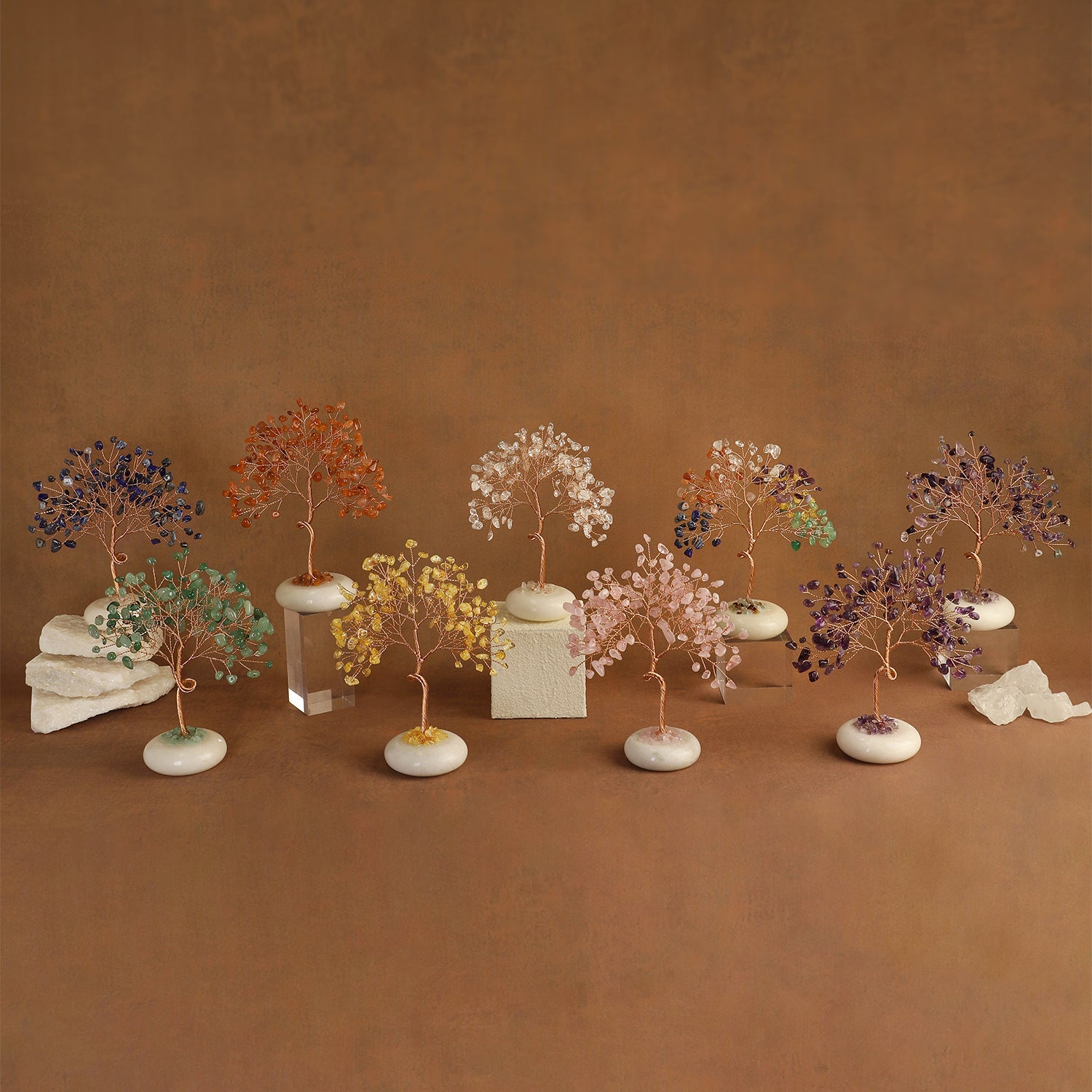 White Jade Base Crystal Tree