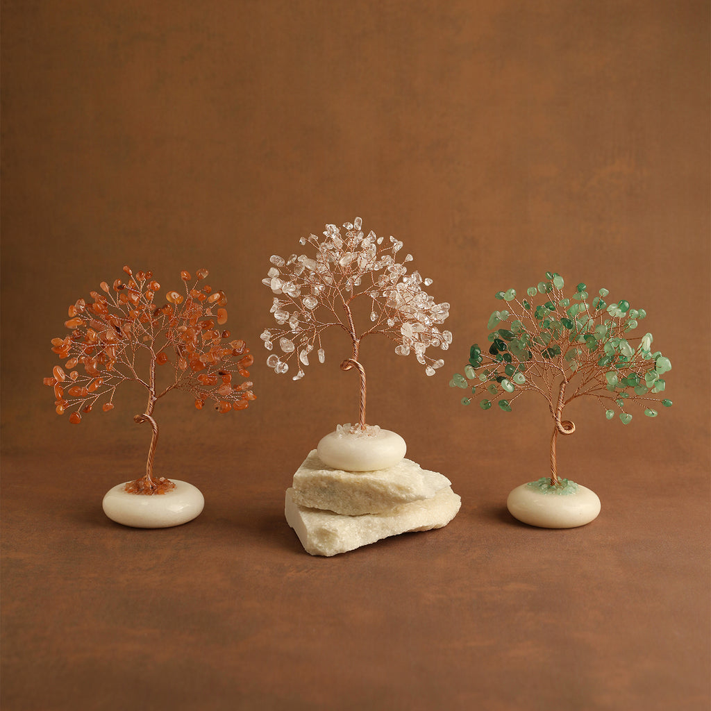 White Jade Base Crystal Tree