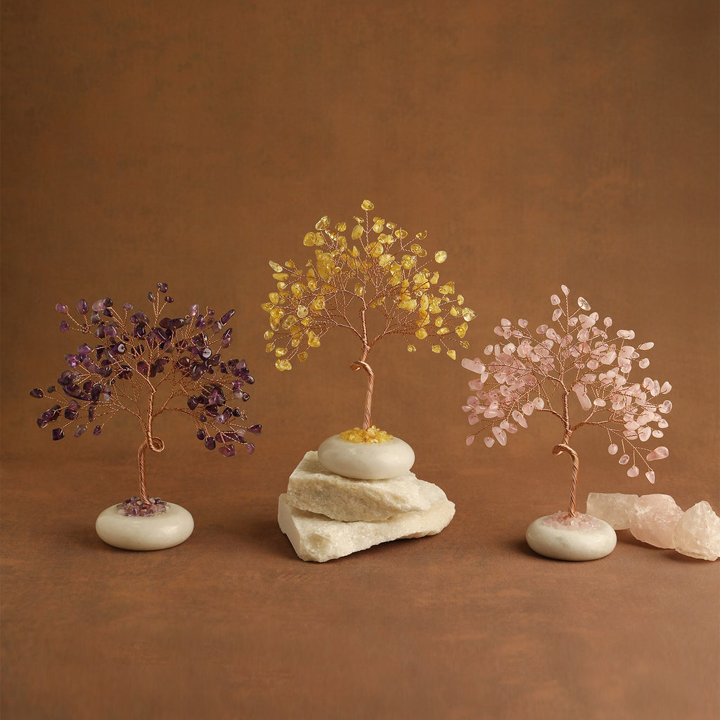 White Jade Base Crystal Tree