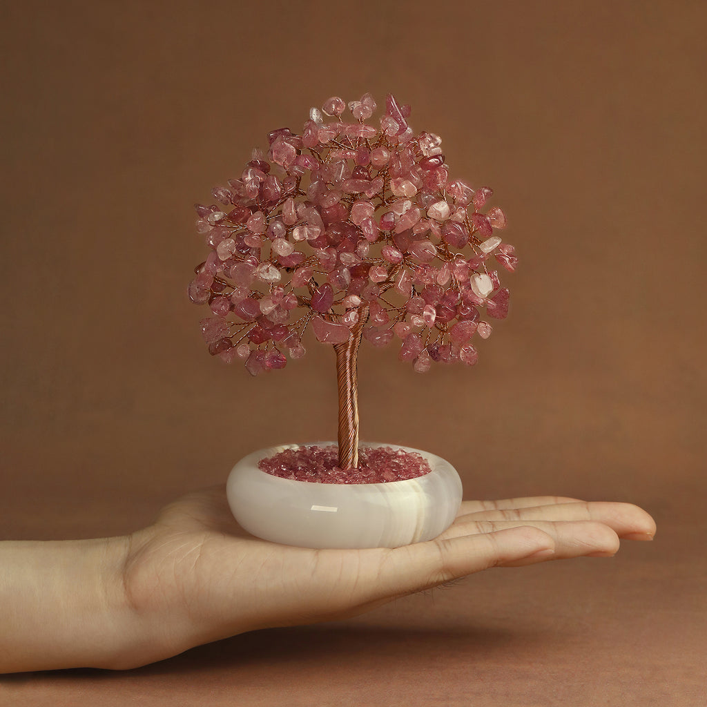 Elegant Jade Base Crystal Tree