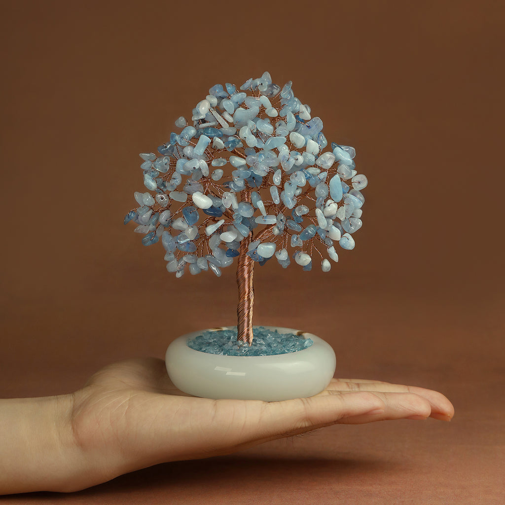 Elegant Jade Base Crystal Tree
