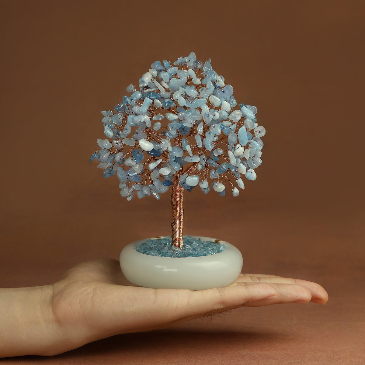 Elegant Jade Base Crystal Tree