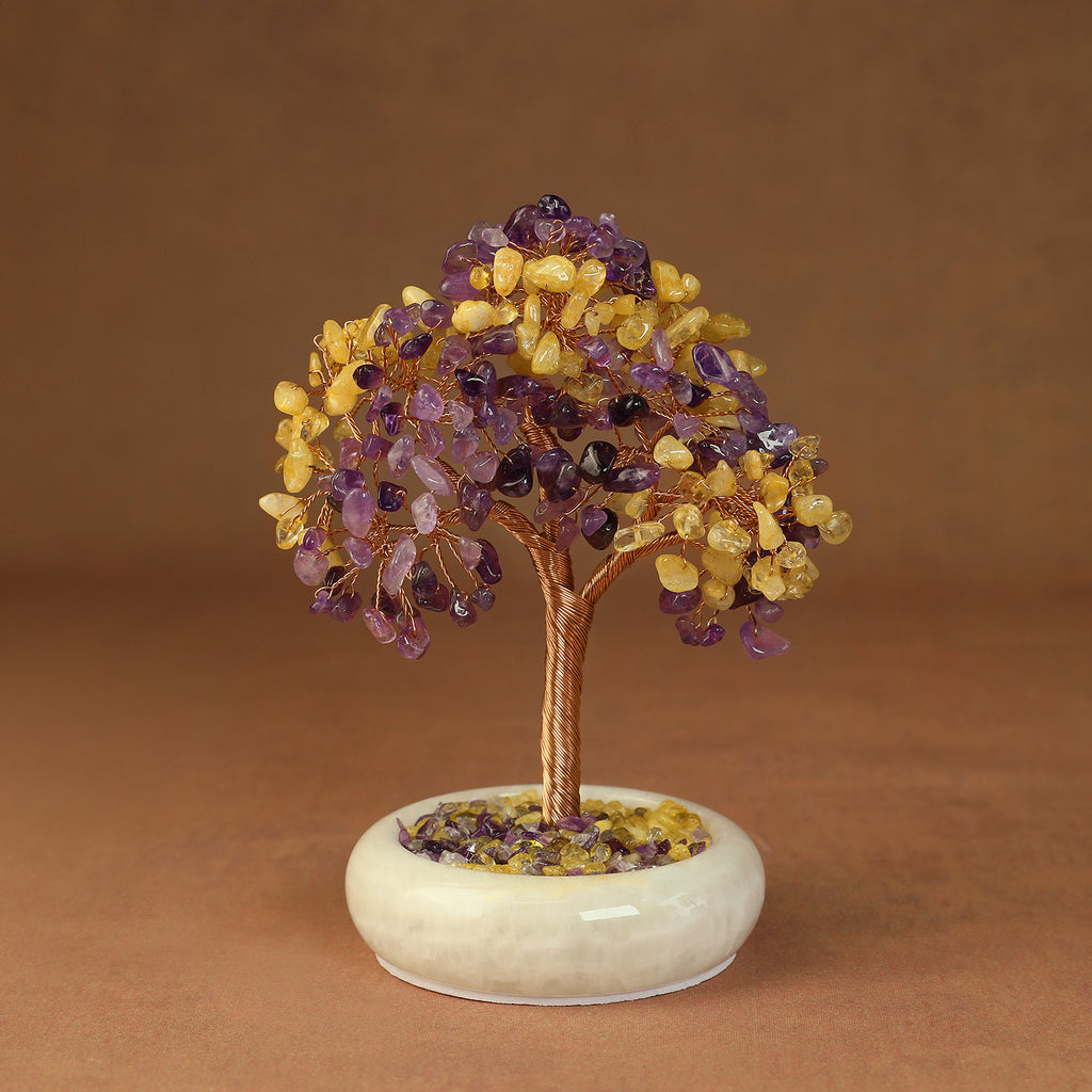 Elegant Jade Base Crystal Tree