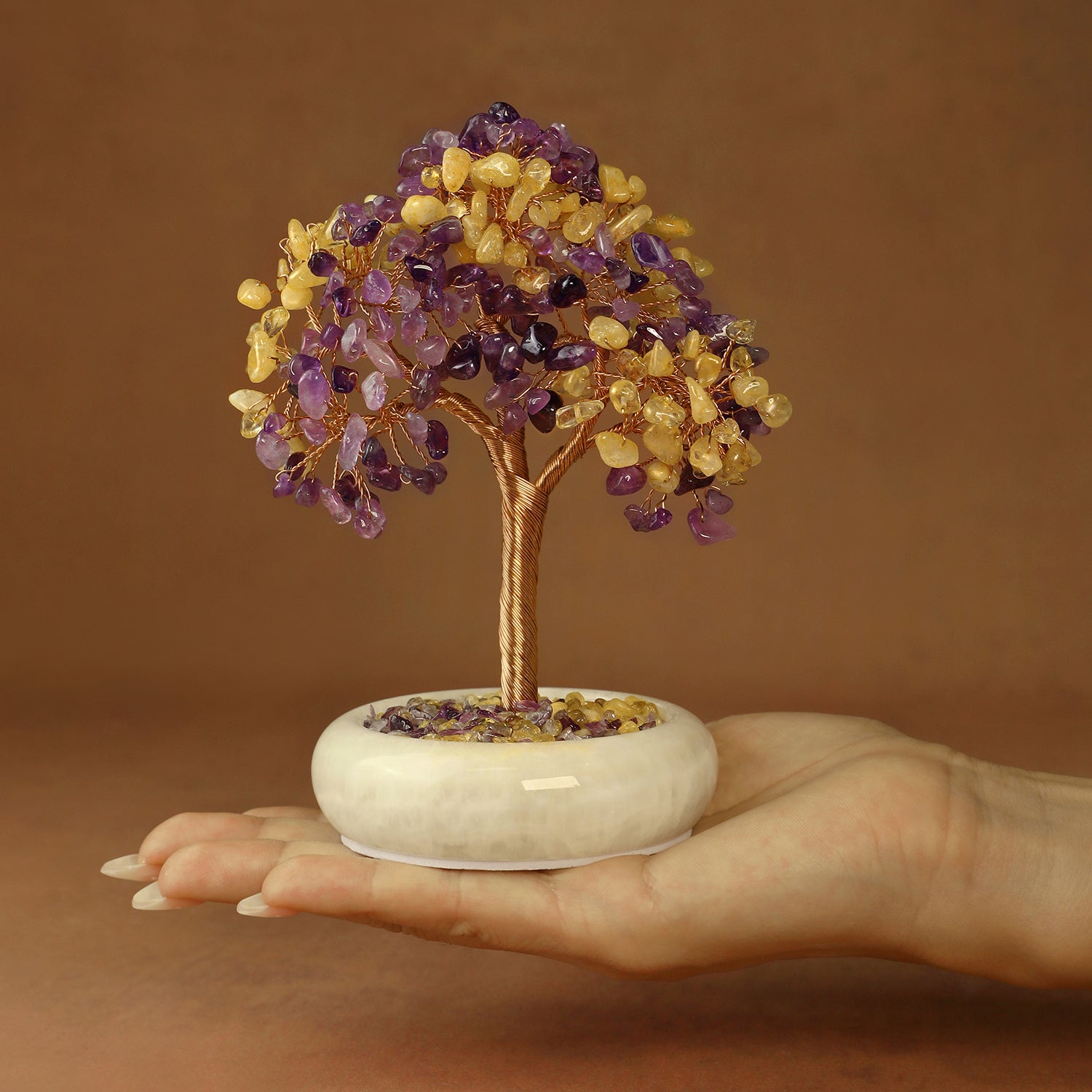 Elegant Jade Base Crystal Tree