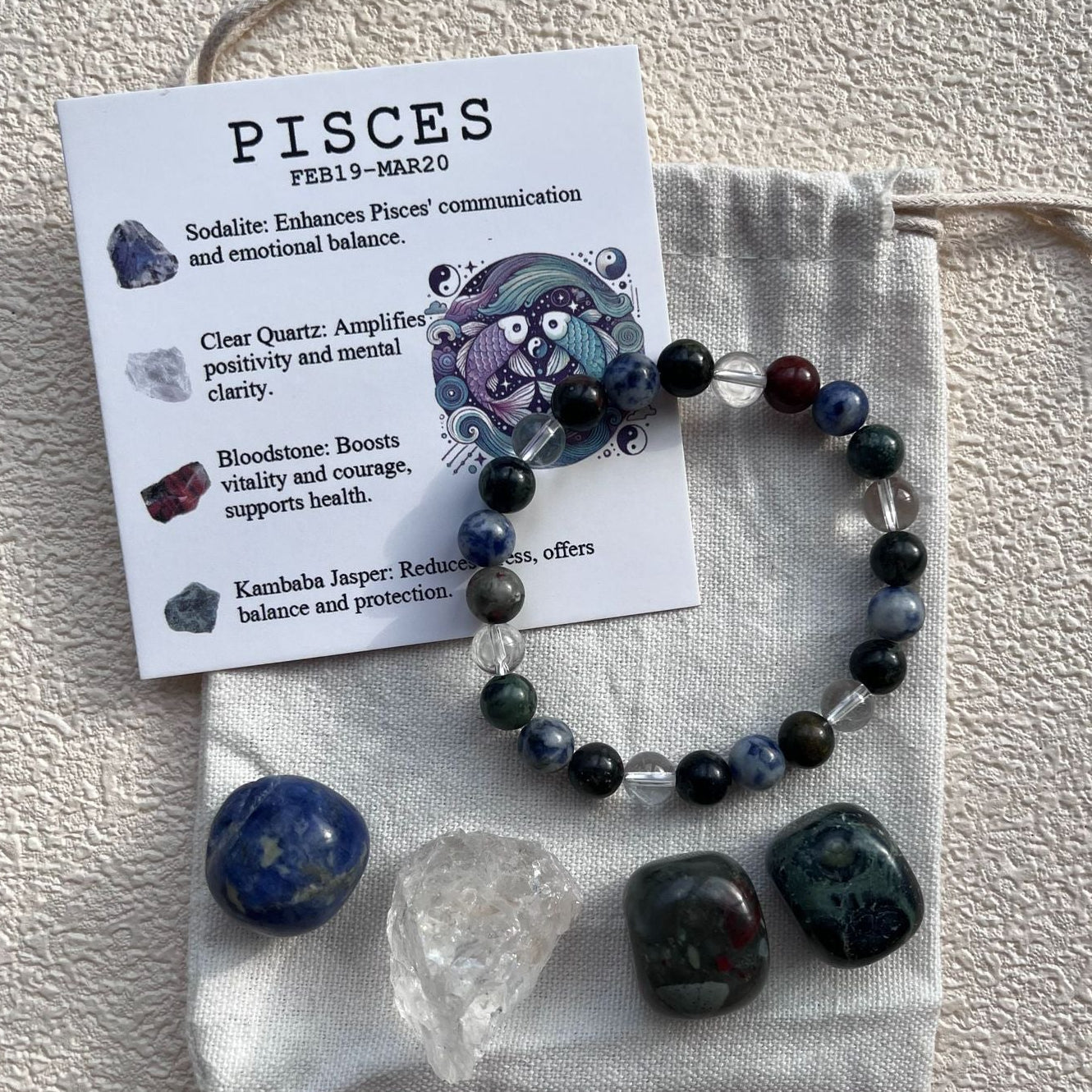 Zodiac Crystal Bracelet & Stone Set