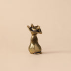 Solid Brass Cat Metal Statue with Antique Finish