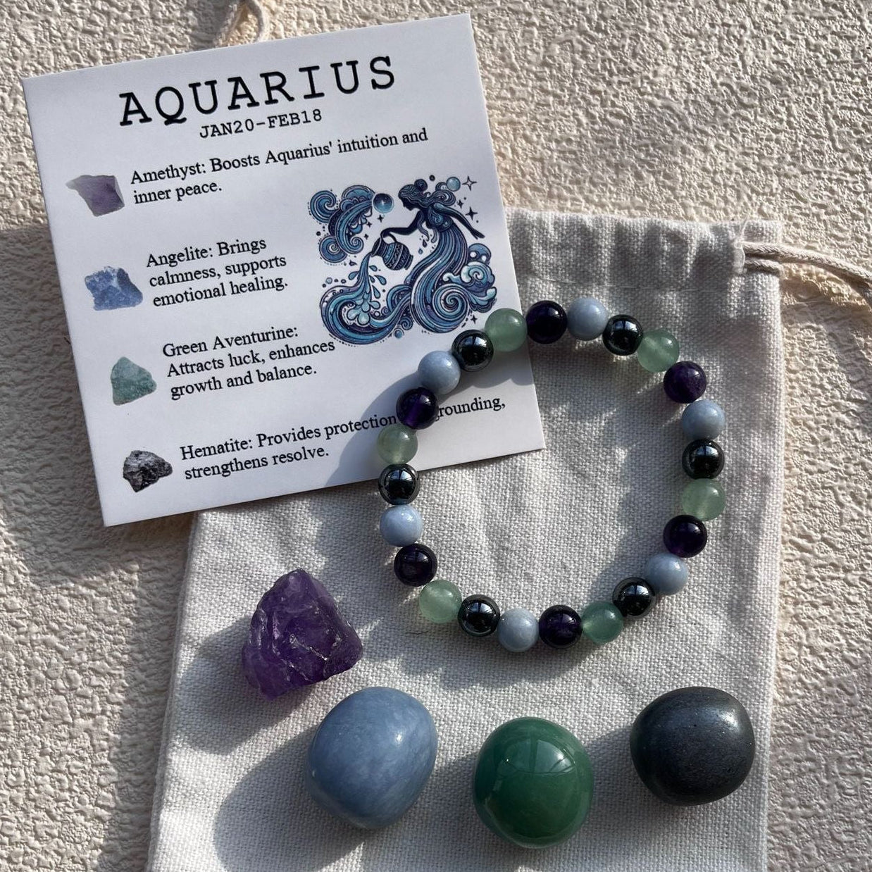 Zodiac Crystal Bracelet & Stone Set