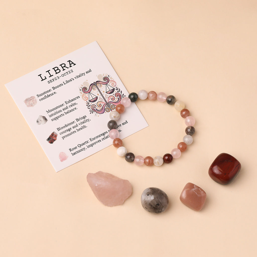 Libra Zodiac Crystal Bracelet & Stone Set