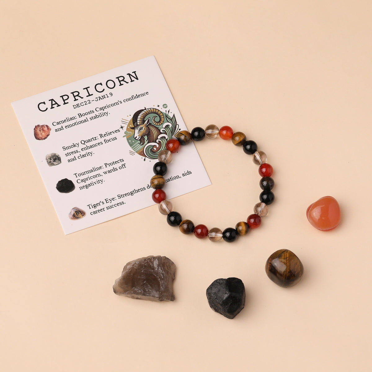 Aries Zodiac Crystal Bracelet & Stone Set