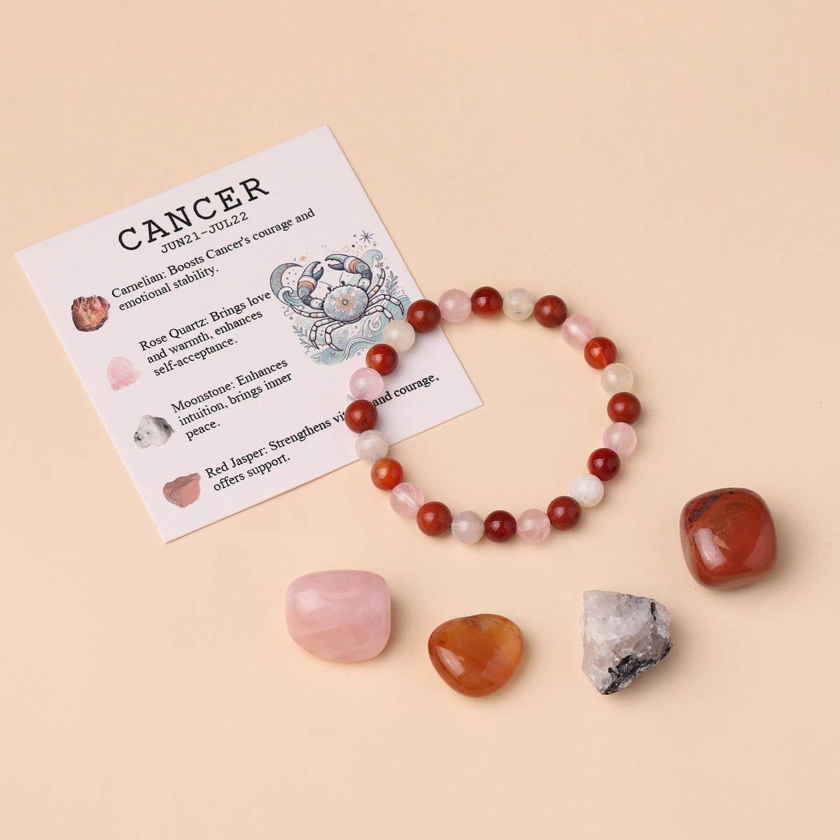 Aries Zodiac Crystal Bracelet & Stone Set