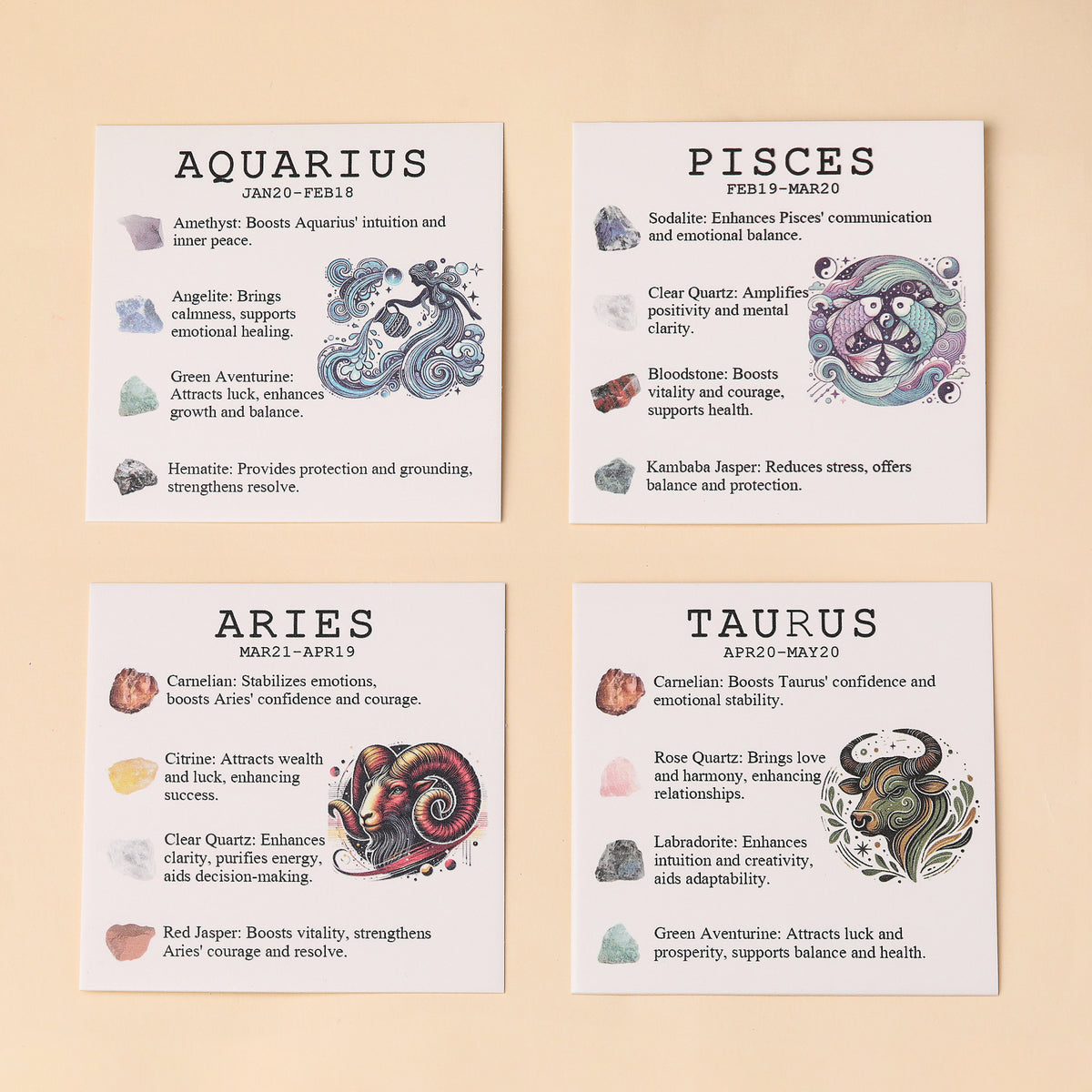 Aries Zodiac Crystal Bracelet & Stone Set