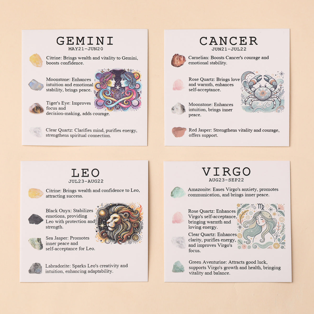 Aries Zodiac Crystal Bracelet & Stone Set