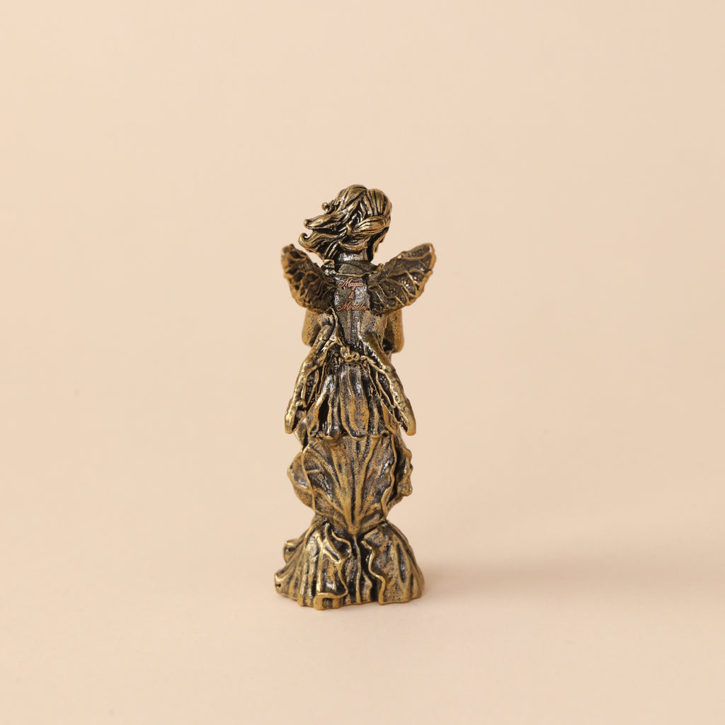 Solid Brass Angel Metal Statue with Antique Finish